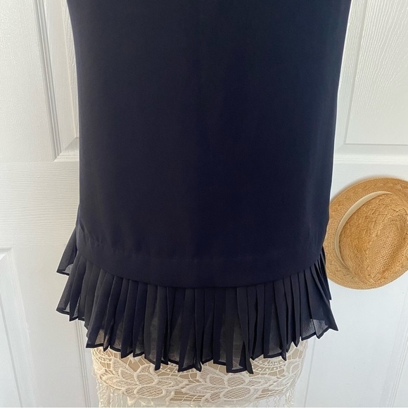Banana Republic v neck navy sleeveless top ruffle hem tank sheer fabric size S - Picture 12 of 13